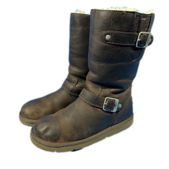 UGG Brown Ankle Boots with Buckle Detail - Picture 5 of 14